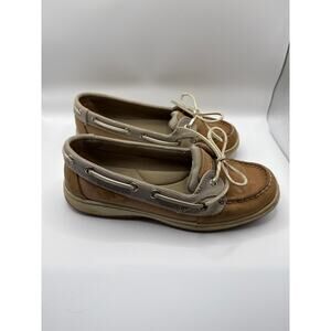 Sperry Women’s Angelfish Leather Boat Shoes 6 Tan Slip-On Casual Summer Shoes